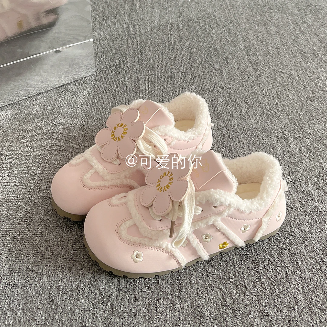 百搭德训鞋子女款爆款2025新款二棉鞋女冬季保暖加绒加厚底小白鞋