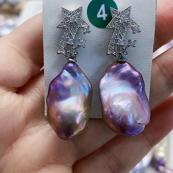 银S925镶嵌耳饰淡水珍珠