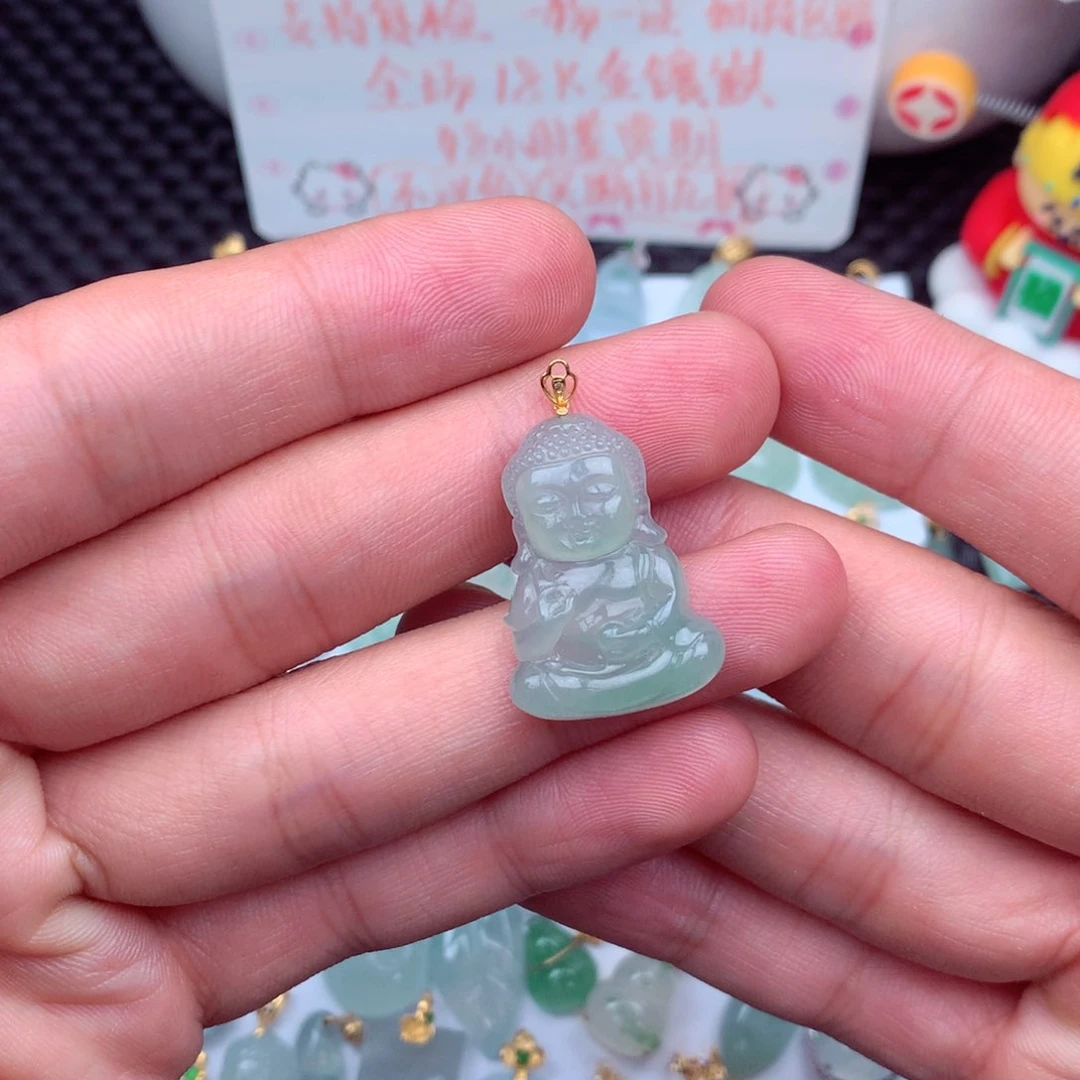 翡翠18K金镶嵌吊坠(不含链)