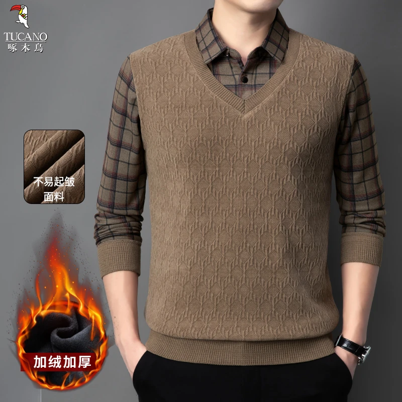 啄木鸟2025年秋季新品时尚百搭潮流基础百搭潮流男士针织衫