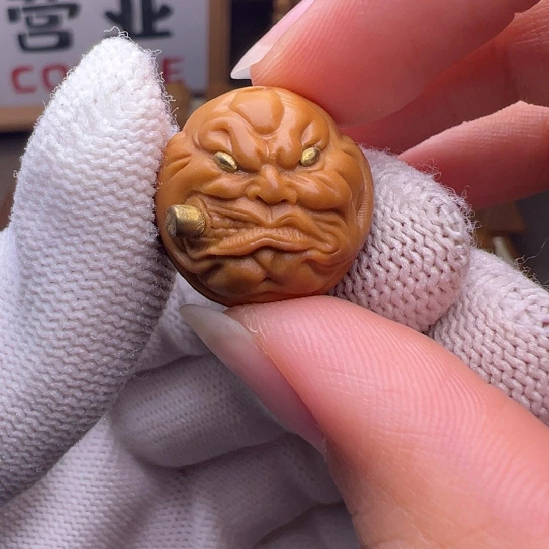 文玩核桃把件镶嵌款烟鬼18左右尺寸全品有正常封口线