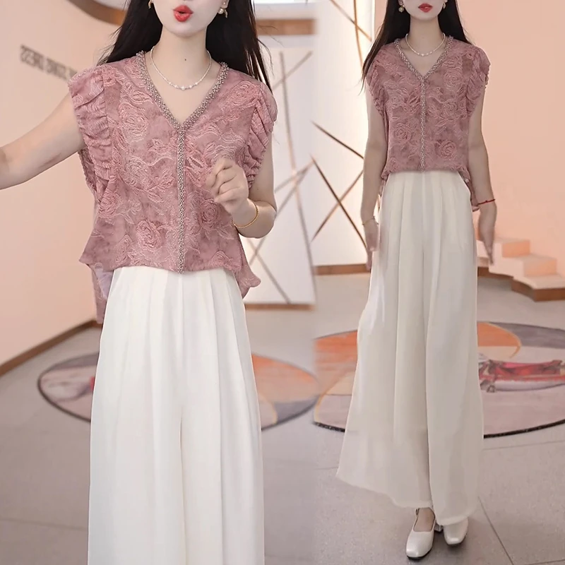 【两件套】夏季时尚女神修身洋气宽松气质休闲百搭显瘦减龄女装套