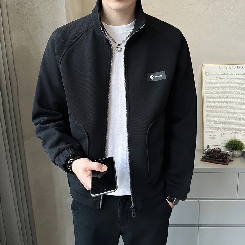 埃卢涅芬外套男款秋冬季加绒加厚卫衣新款潮宽松针织夹克男士秋装