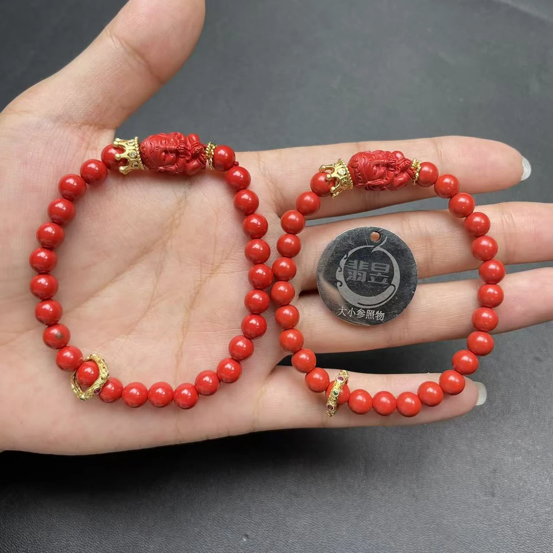 含辰砂工艺品-翡昱-SH59-44622-朱砂手串/约6+/-多样性发其一