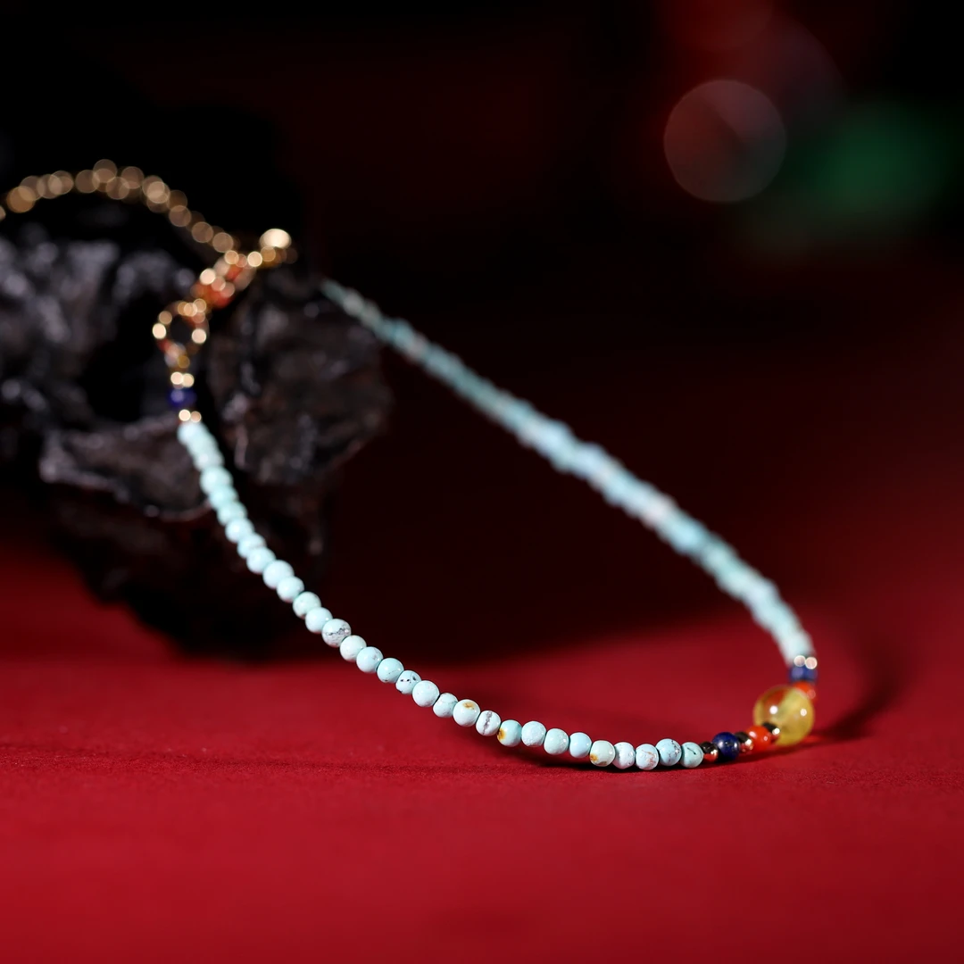 单珠南红手链 蓝色百搭时尚编织小众简约气质轻奢复古  3213-F245