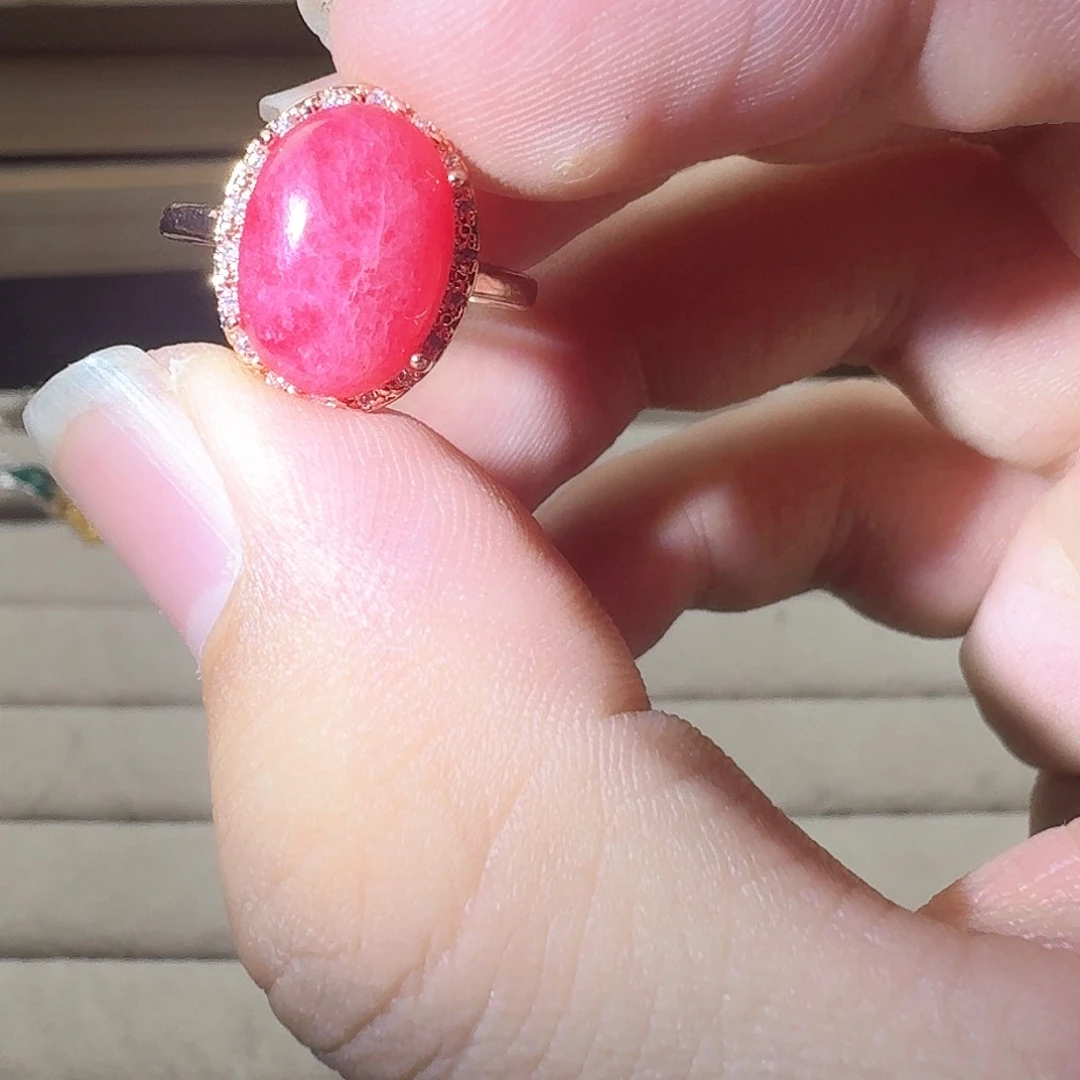 芙蓉石戒指银S925镶嵌