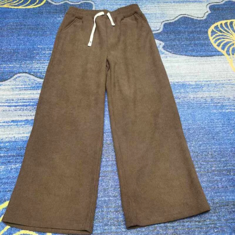 848加厚加绒雪尼尔阔腿直筒卫裤