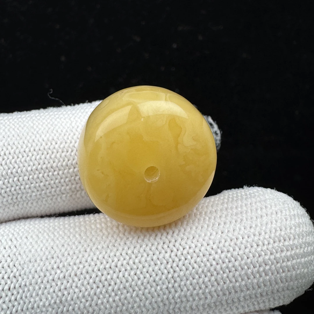 M4321天然原矿蜜蜡 鸡油黄单珠 20*13.8mm 支持复检