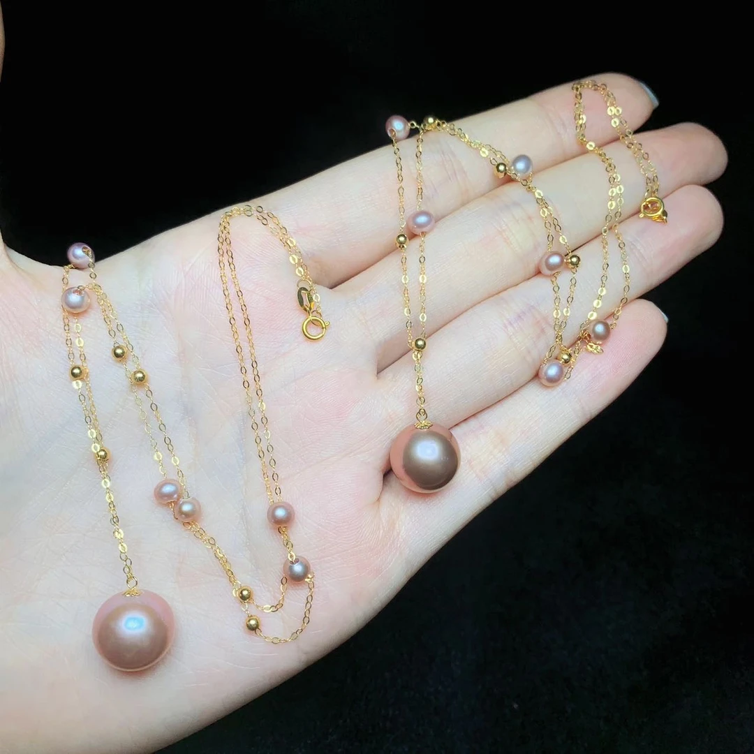 【云上好物】17 DS93415-18k金镶嵌珍珠项链-多样性发一件-11mm（JG）