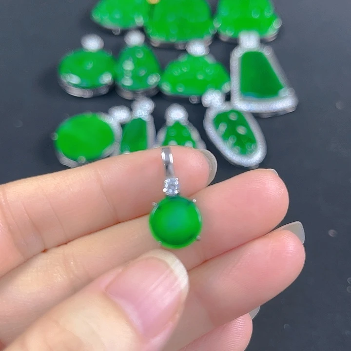 翡翠银S925镶嵌吊坠(不含链)
