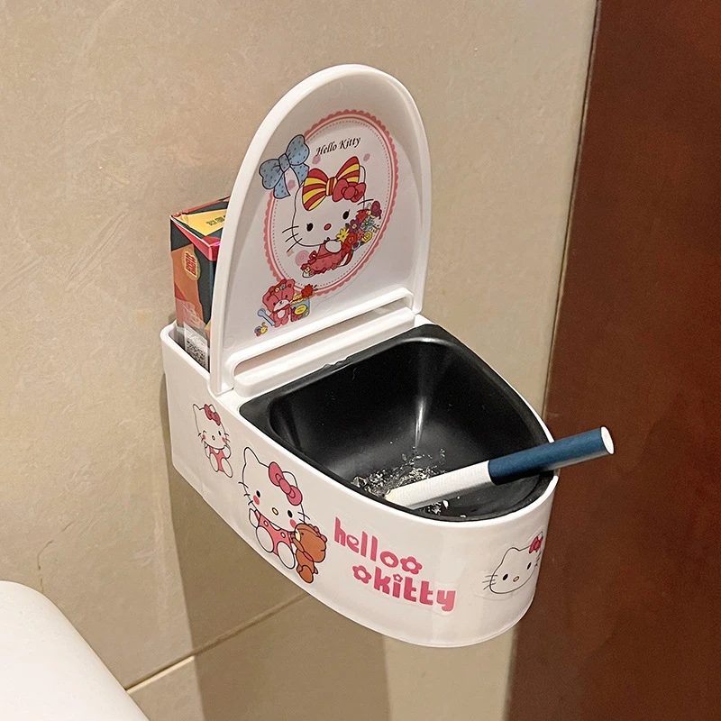 壁挂式马桶烟灰缸家用少女心Kitty猫可爱厕所卫厕所壁防风烟灰缸