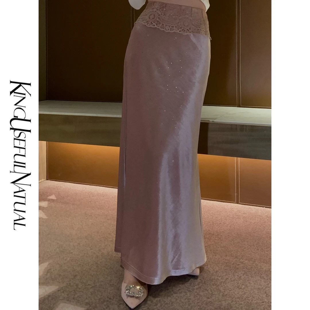 KUN【梦华录】富贵迷人眼 银丝满天星弹力丝绒玫瑰定位蕾丝优雅半裙