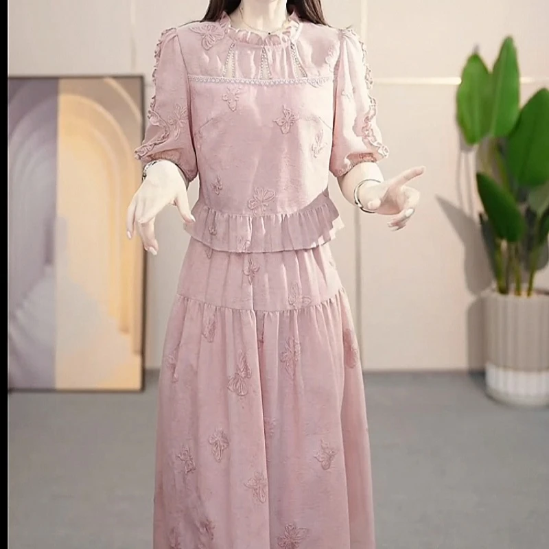 2025夏季新款时尚优雅气质甜美减龄收腰显瘦洋气休闲假两件连衣裙