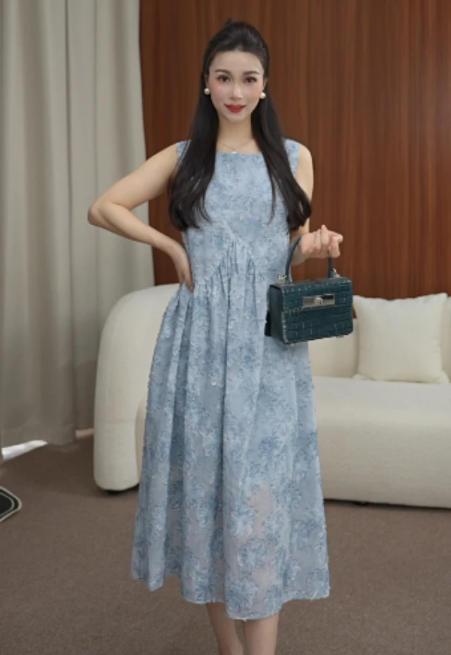 [南油]度假风夏季新款短袖显瘦国风系减龄碎花连衣裙宽松Y260017