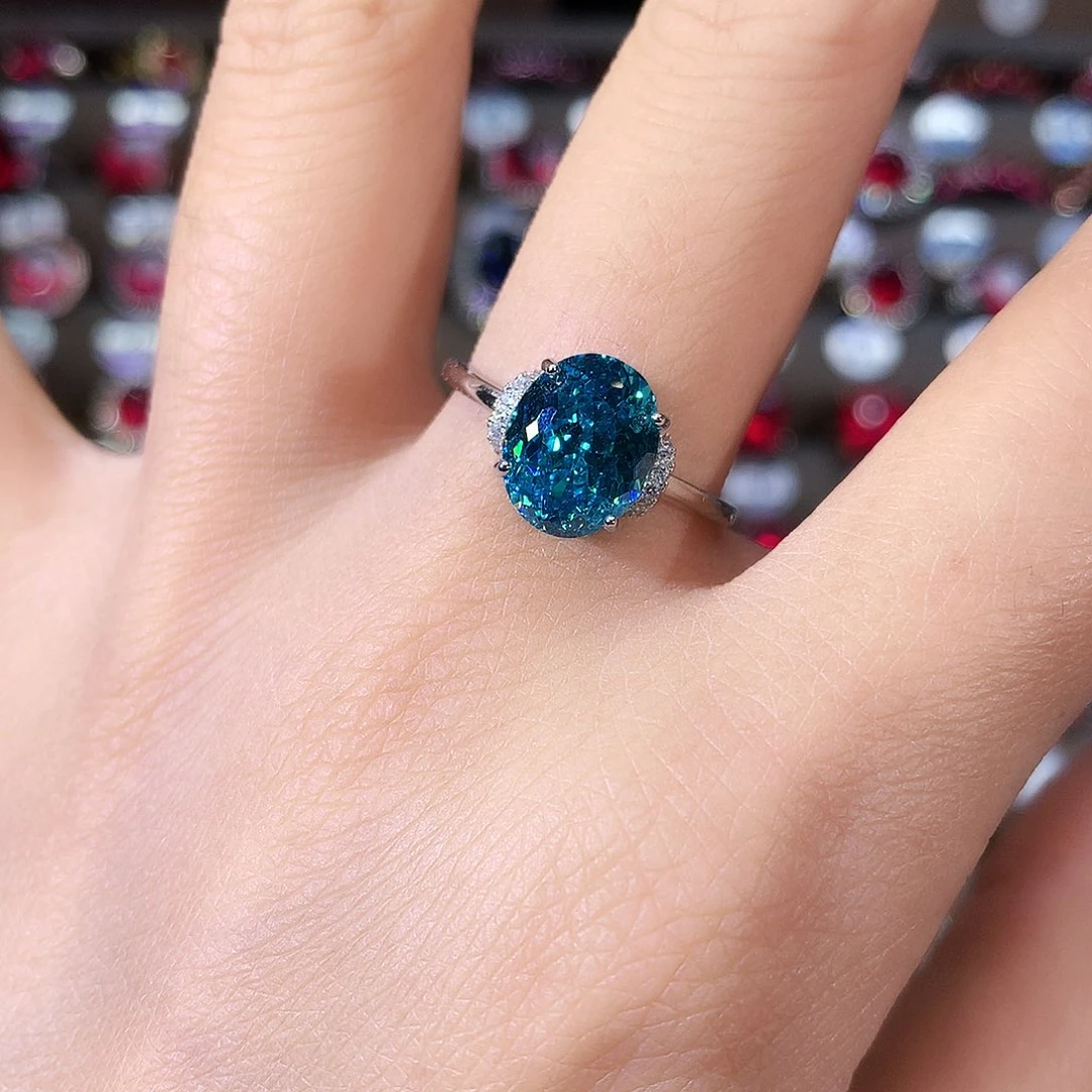 银S925镶嵌戒指碧玺白810