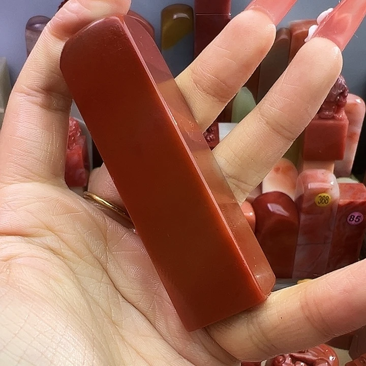 印石寿山石78号全红蜡烛红