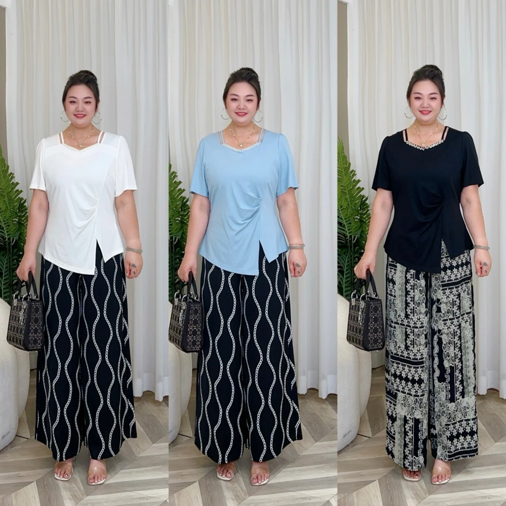 【上新仅裤子】MJ9382梅姐新款时尚百搭显瘦休闲裤大码裤裙