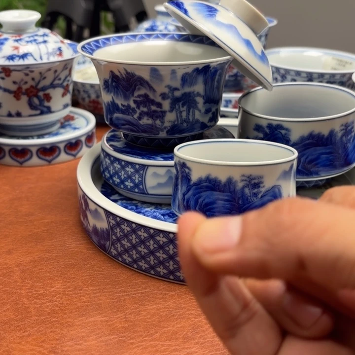 S***侠摆件山水枢府釉五件套景德镇发货