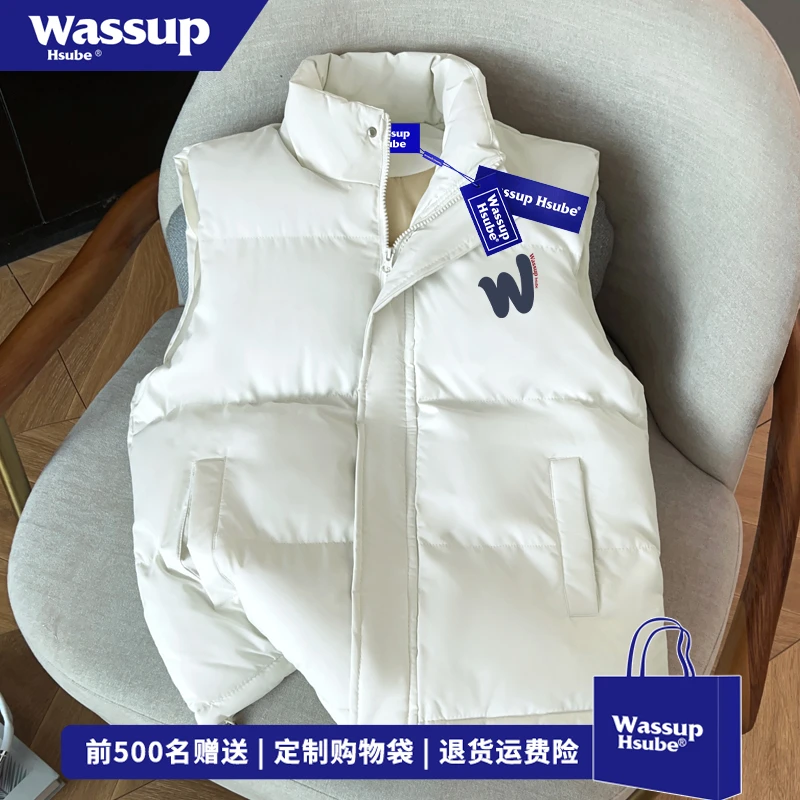 WASSUP HSUBE简约小众字母印花马甲男女秋冬季休闲风立领坎肩外套