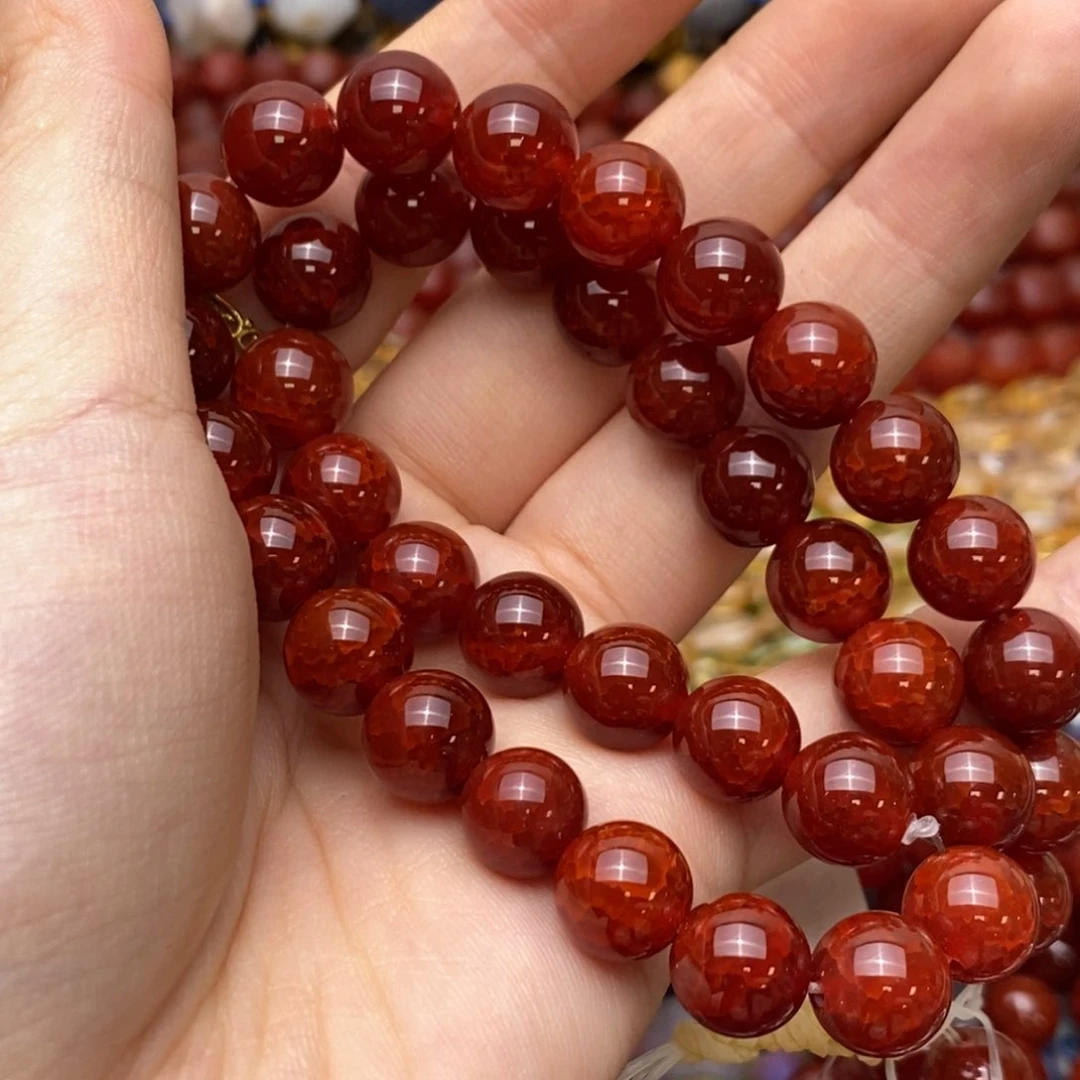 玛瑙/玉髓未镶嵌珠宝半成品风血龙纹圆珠10mm