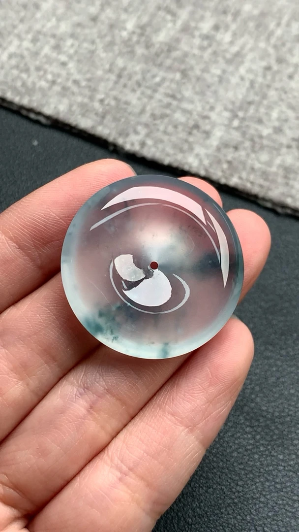 天然A货缅甸翡翠 平安扣 尺寸 : 30.1-6.2