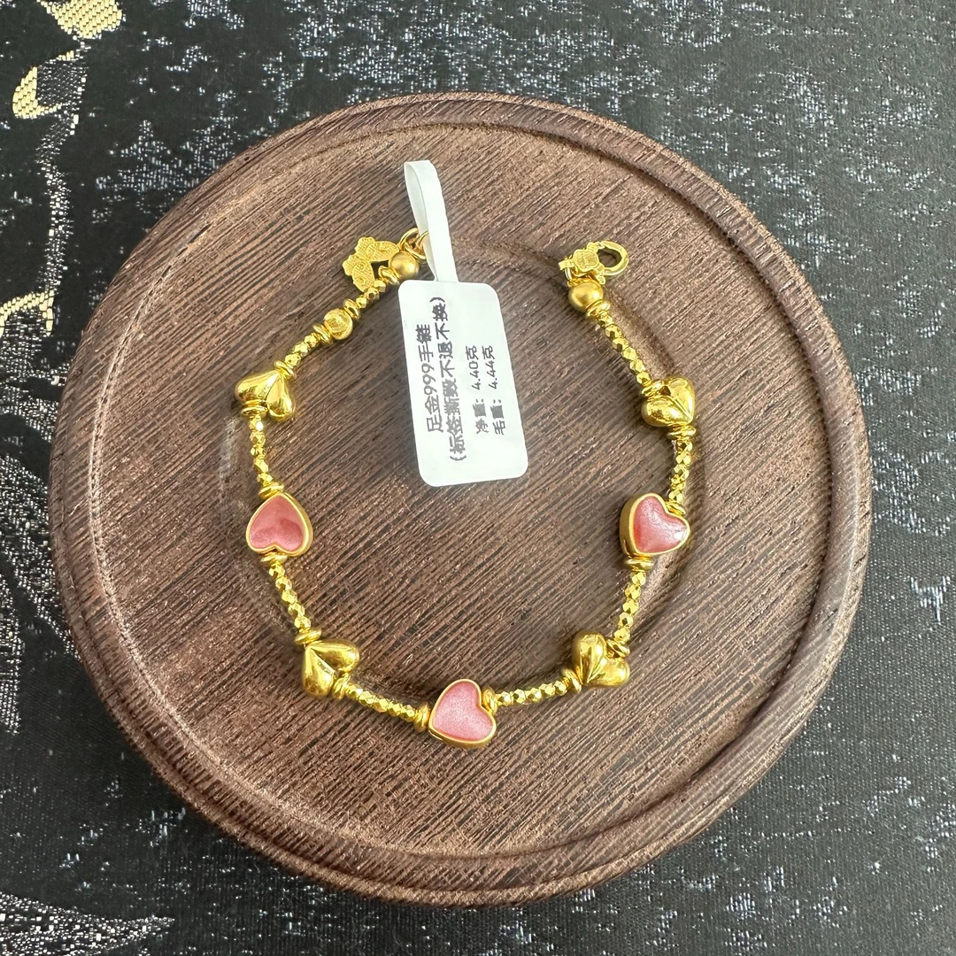静然美珠宝 足金999投资金 珐琅彩爱心 08130031