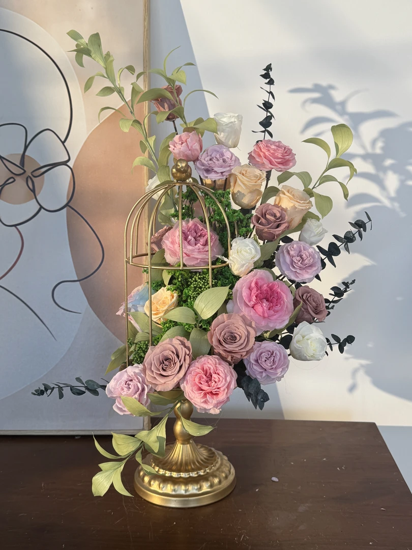 [飞出樊笼] 永生花干花家居落地电视柜摆件花加花瓶套装