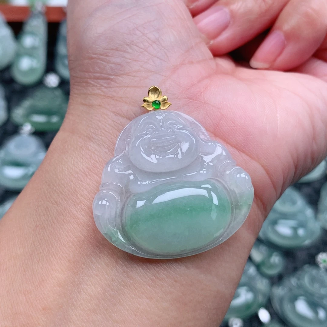 翡翠18K金镶嵌吊坠(不含链)