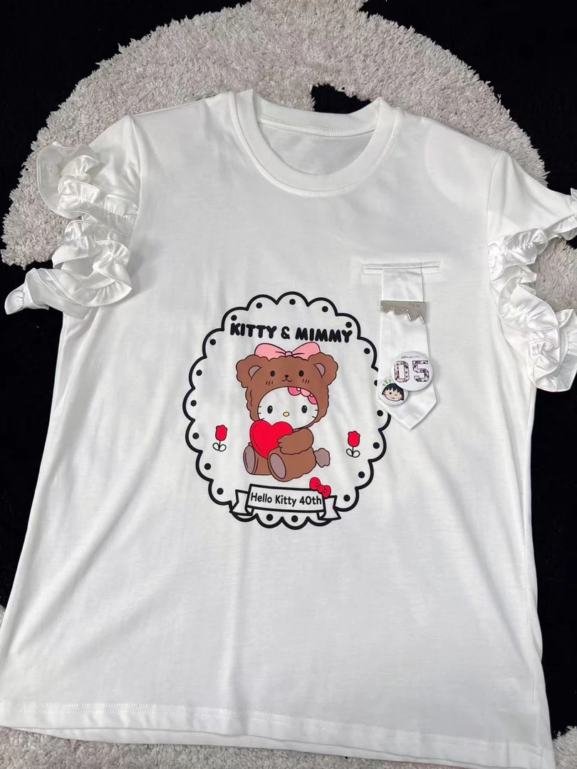 《晓辰推荐》圆领短袖t恤印花卡通套装女士猫咪卡通T恤