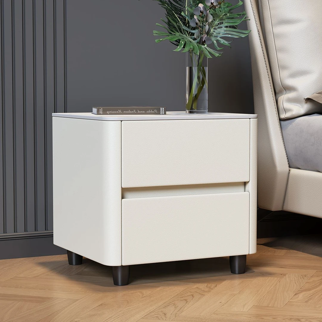 新款圆角岩板床头柜免安装卧室床边柜年轻人轻奢简约现代