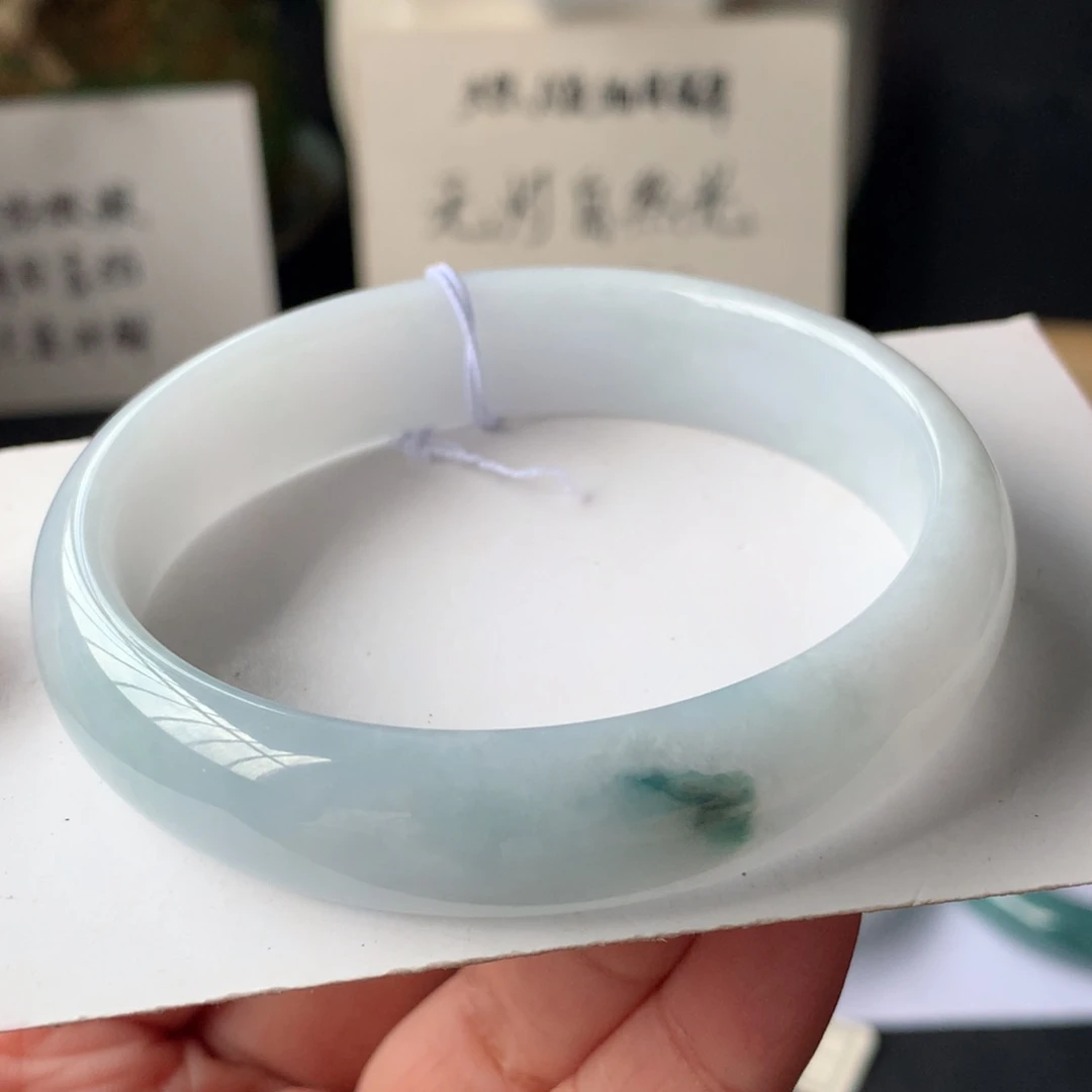 开****未镶嵌手镯翡翠56.4-13.3-6.8贯穿纹
