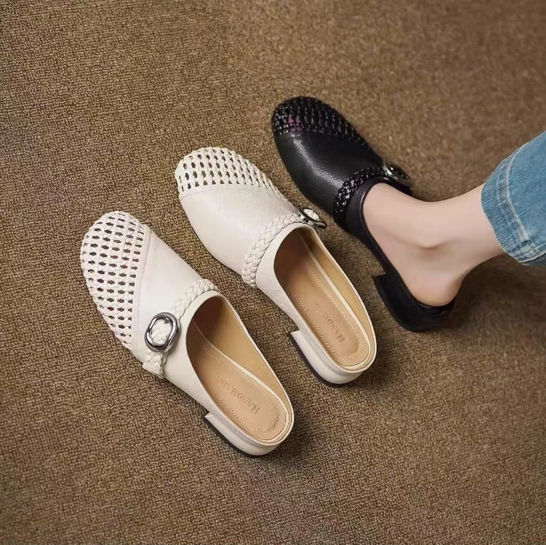 【TEENYA恬雅】春季新品时尚透气编织镂空设计款拖鞋单鞋牛1522