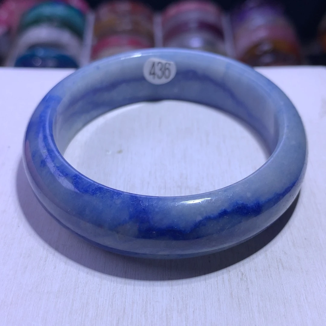 银S925镶嵌水晶手镯蓝线58.5圈436