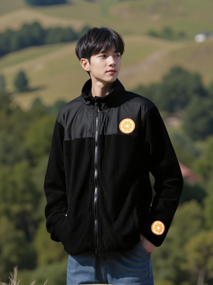 N秋冬季拼接摇粒绒男女同款立领拉链外套时尚高级感外套PA-N817