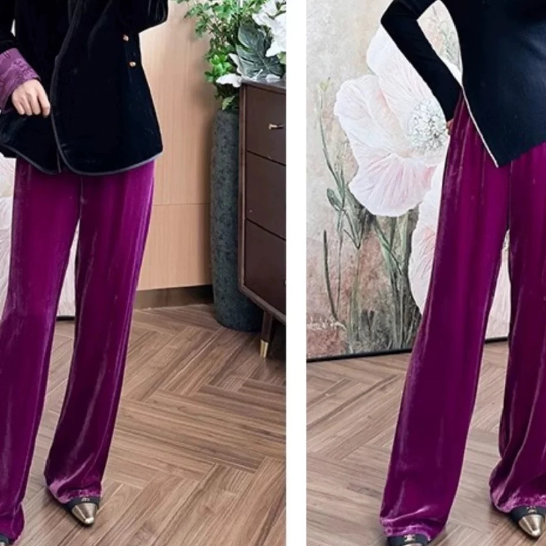 三姐家秋冬加绒加厚丝绒百搭拖地裤