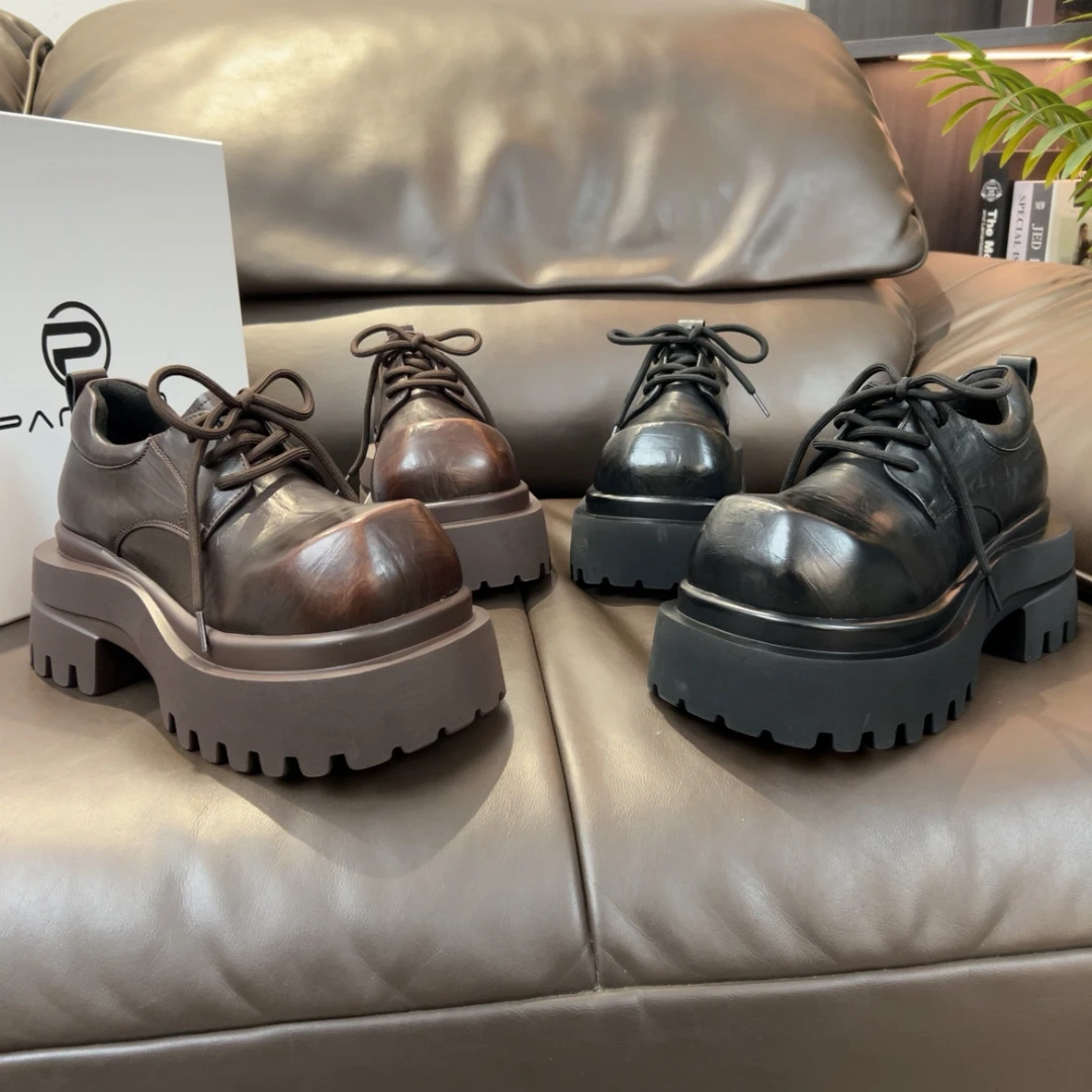 2025广州正版超轻厚底8厘米英伦系列方头乐福鞋皮鞋英伦风百搭