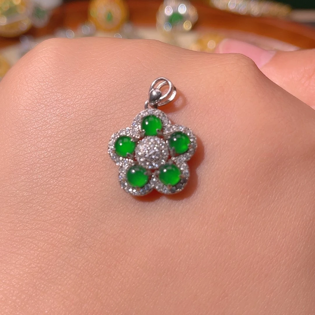 翡翠银S925镶嵌吊坠(不含链)