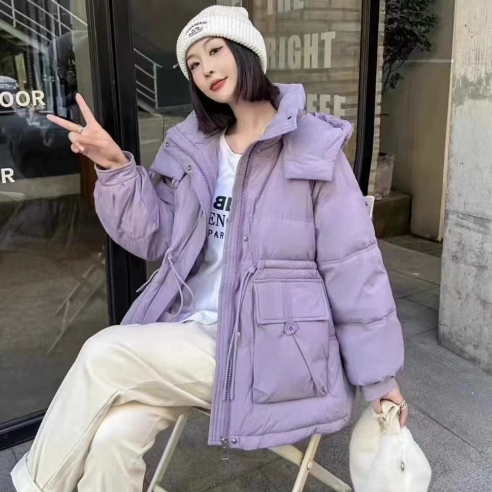 雪中飞优选联名2024年冬季新款羽绒服女短款连帽加厚收腰保暖半粒