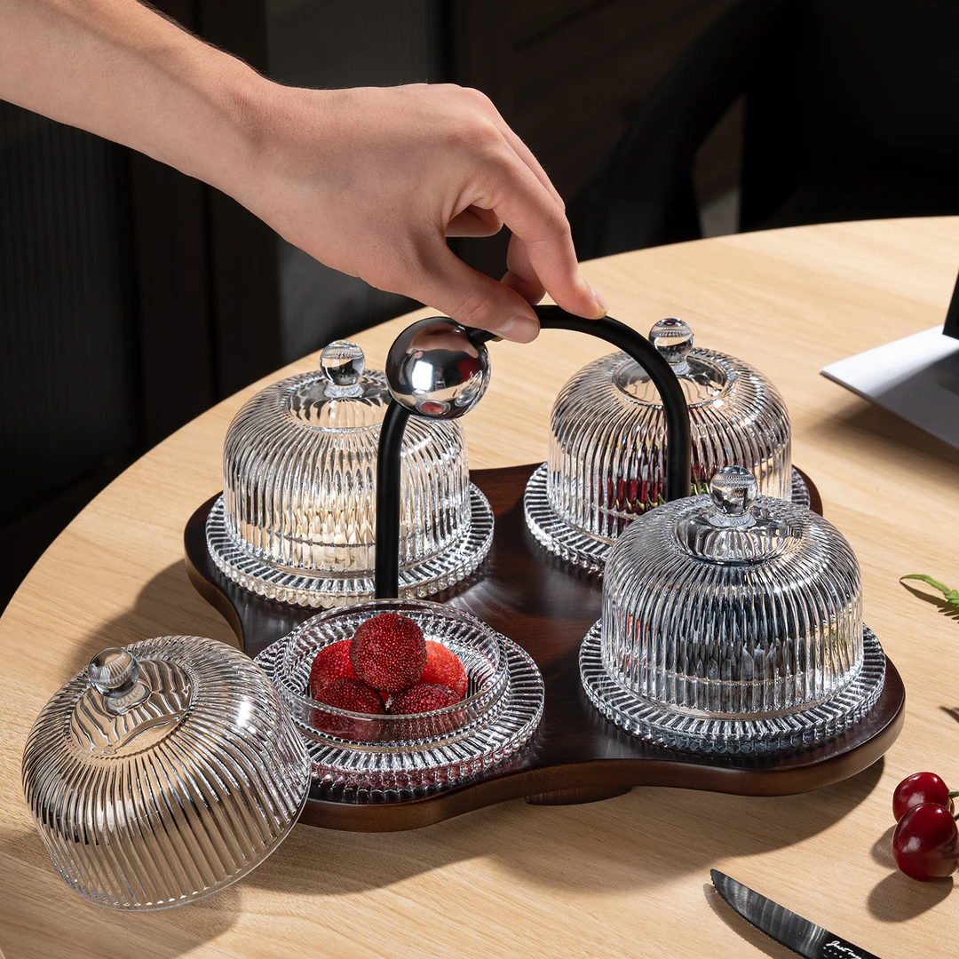 水果盘客厅家用茶几干果零食摆放盘瓜子糖果茶点玻璃小吃碟收纳盒