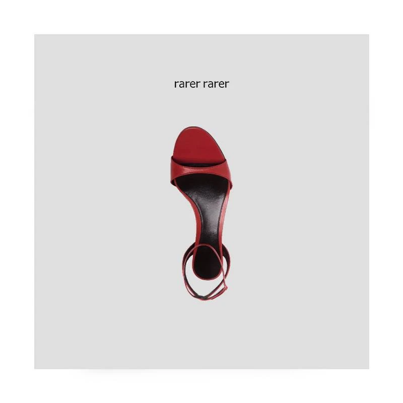 【rarer rarer】25SS夏季黑红拼色胎牛皮猫跟凉拖鞋 2505029