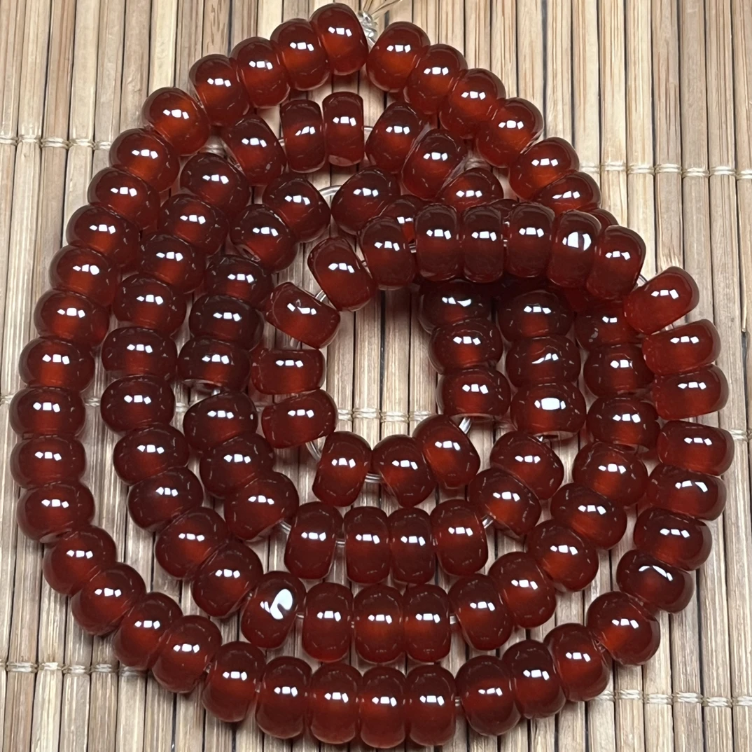精品酒红色算盘珠108粒玛瑙手链