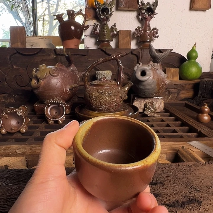 杯崔家龙窑高温柴烧柴器90cc