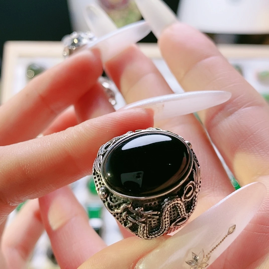 玛瑙/玉髓戒指银S925镶嵌胡***呵