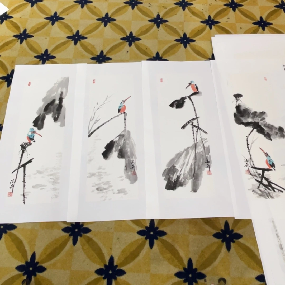 国画丝**蚕小四条屏作品11111