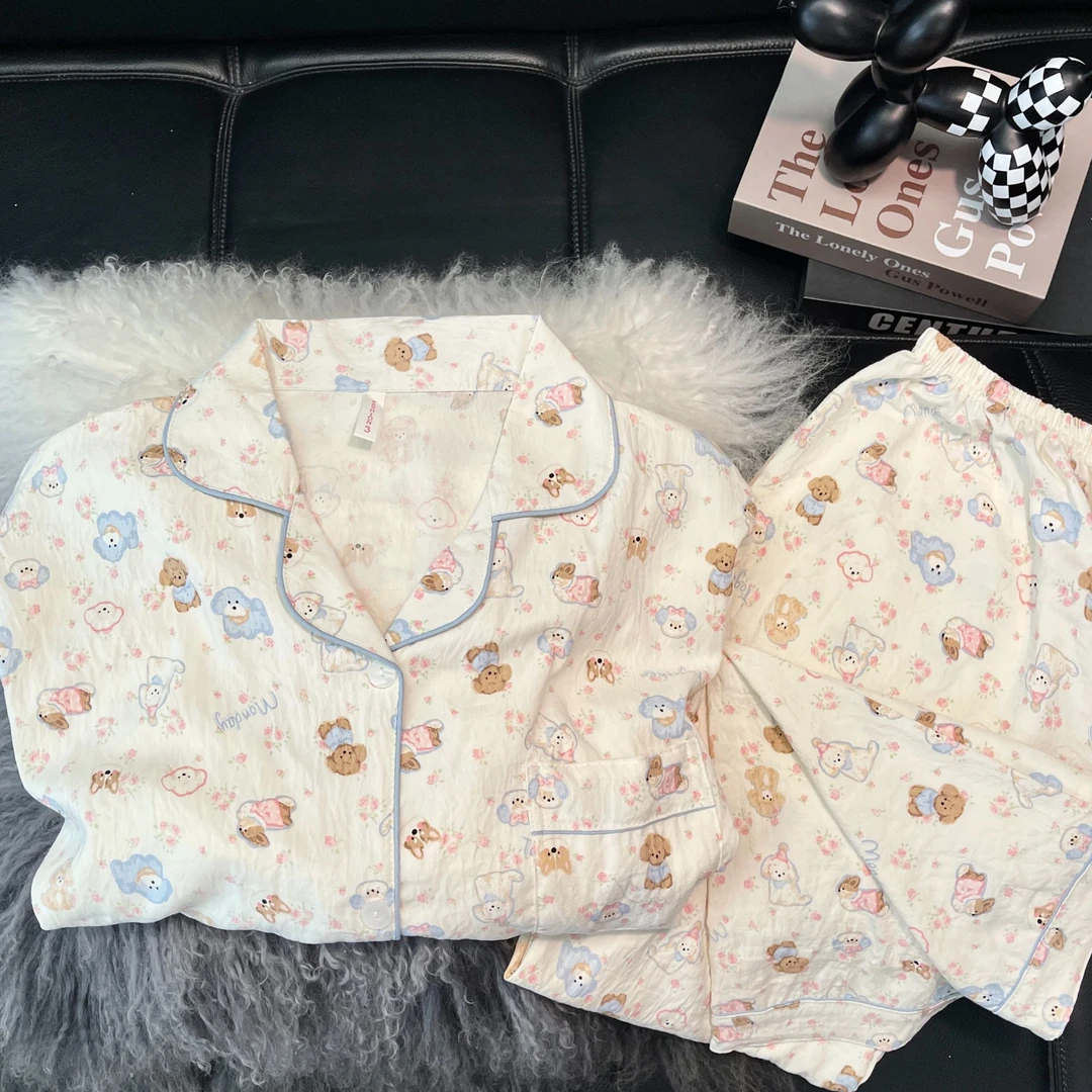 【云朵绵多款可选】2025长袖春秋韩版卡通睡衣女春天薄款大码家居服