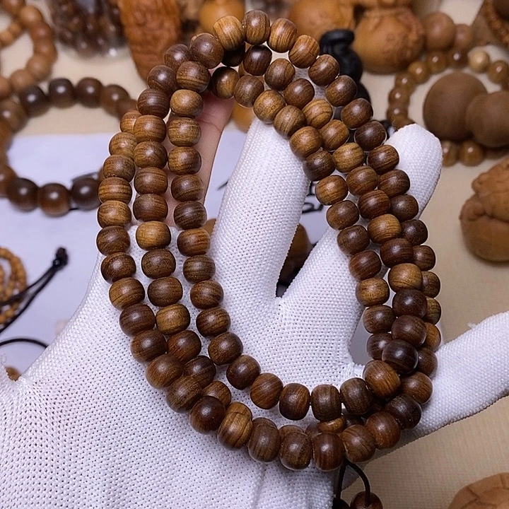 檀香木手串/手链老山檀香黑肉虎纹7/8/108老型珠沉水