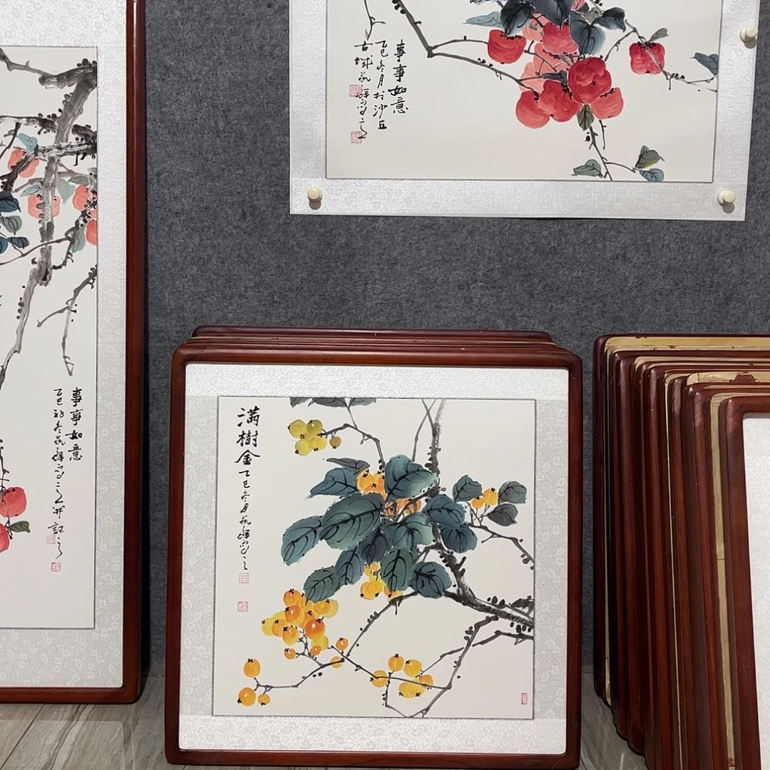 国画书画作品带框63×63