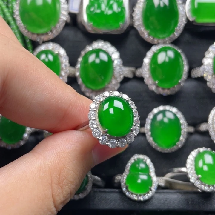 翡翠戒指银S925镶嵌