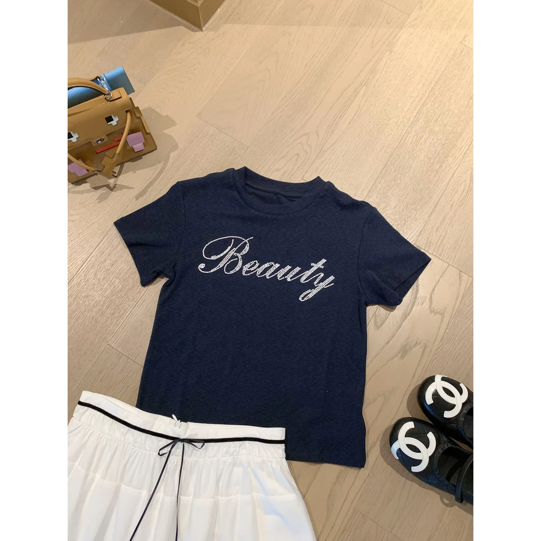 字母印花正肩T恤 2506A127