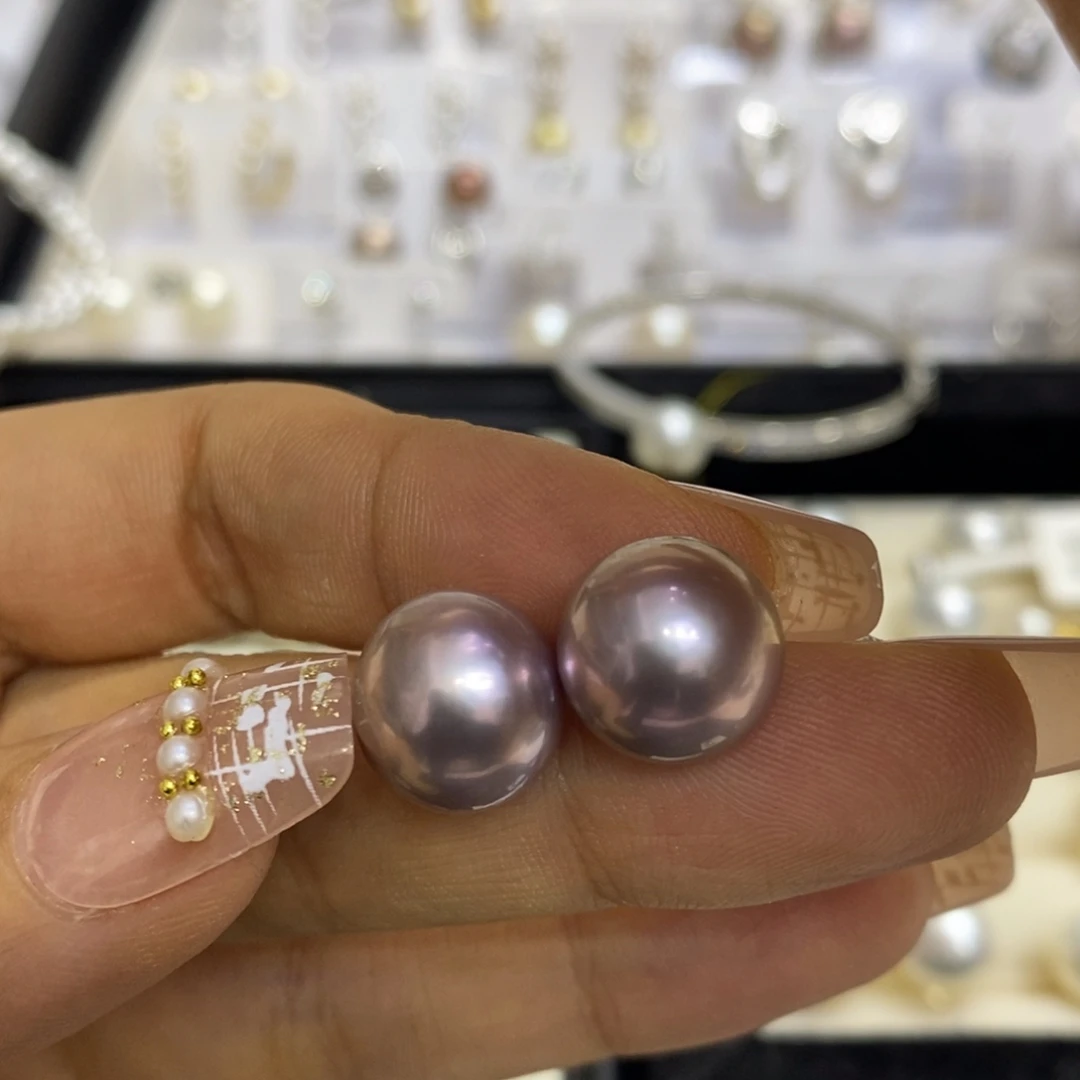 淡水珍珠耳饰银S925镶嵌11.8
